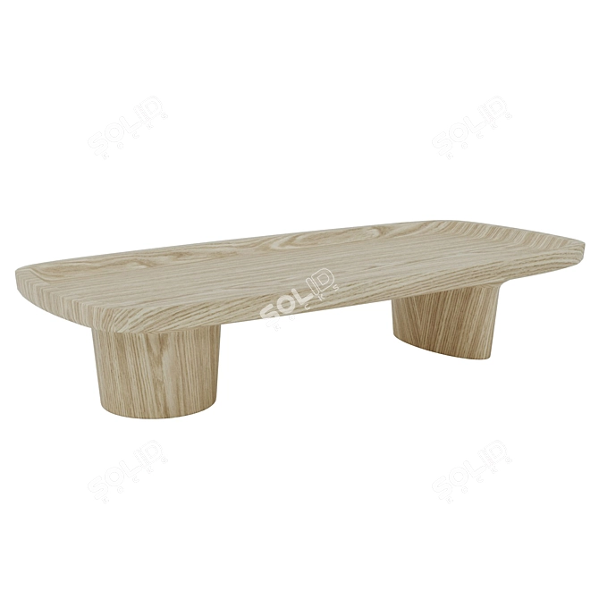 Japanese Minimalist Oak Coffee Table 3D model image 4