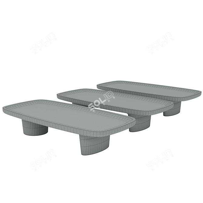 Japanese Minimalist Oak Coffee Table 3D model image 5