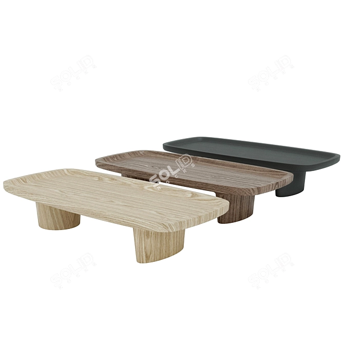 Japanese Minimalist Oak Coffee Table 3D model image 10