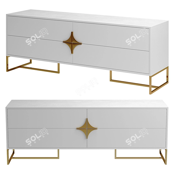 Stella TV Stand with Gold-base 3D model image 1