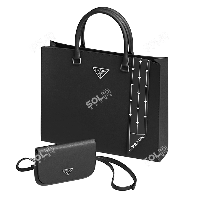 Prada Saffiano Leather Accessory Set 3D model image 1