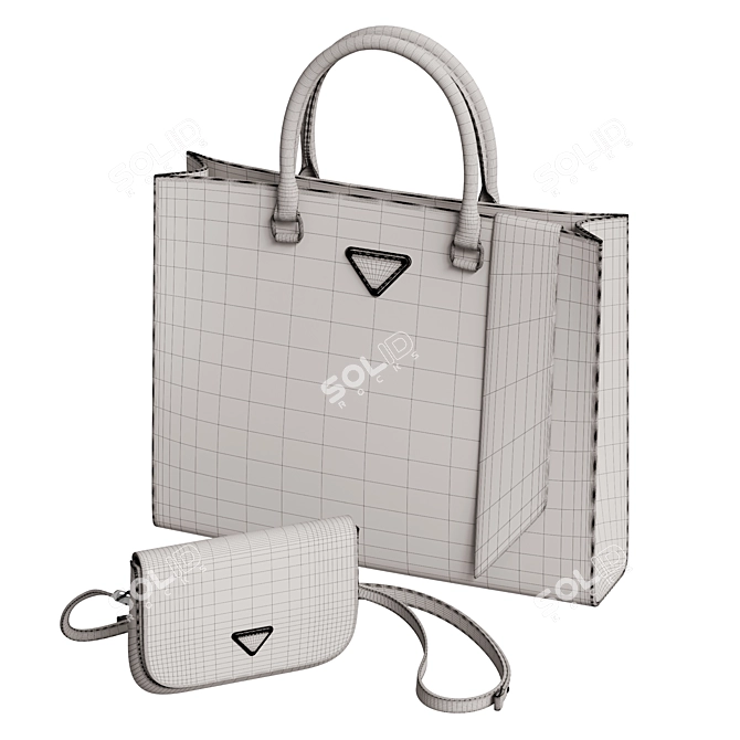 Prada Saffiano Leather Accessory Set 3D model image 5