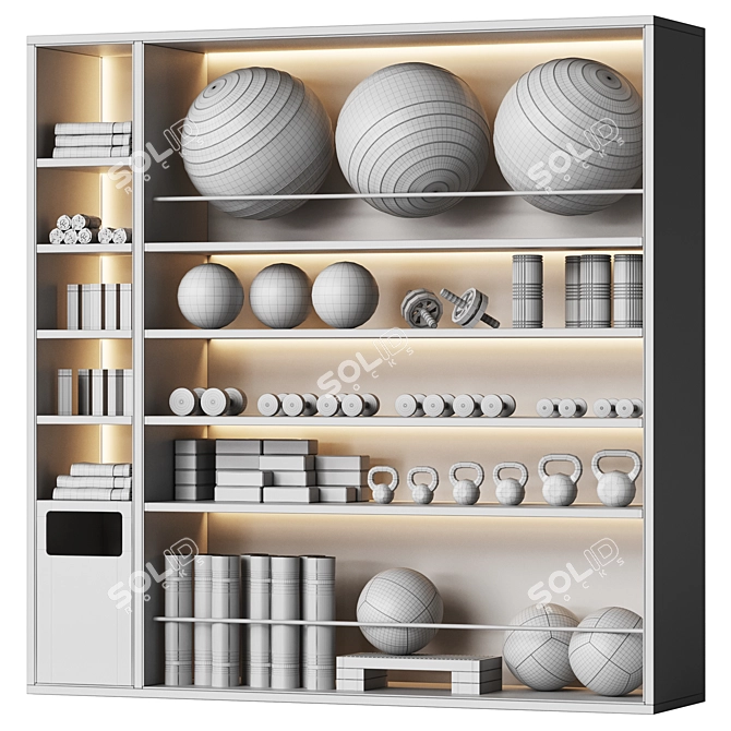 Sport Equipment Wall Rack Gym 3D model image 5