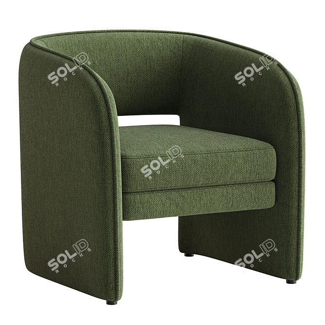 Elegant Curved Upholstered Chair 3D model image 2