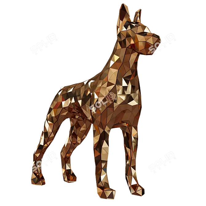 Decorative Doberman Dog Statue 3D model image 2