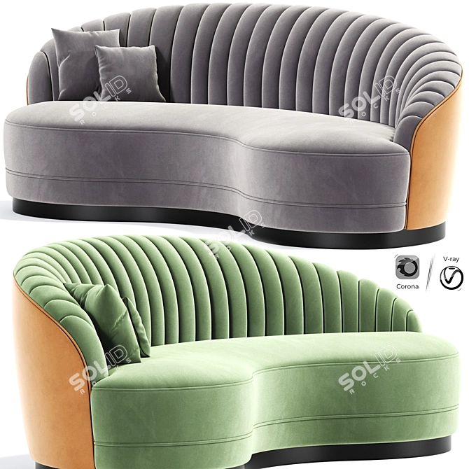 Contemporary Sinuous Curved Sofa 3D model image 1