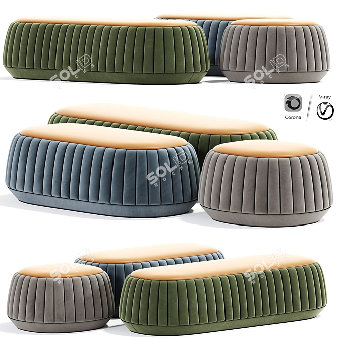 Stylish Pouf Bensen Ottoman 3D model image 1