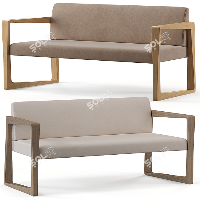 Modern Chic Two-Seat Sofa 3D model image 1