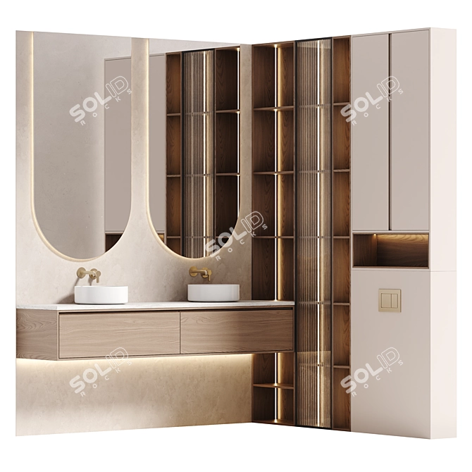 Corner Bathroom Furniture Set 07 3D model image 1