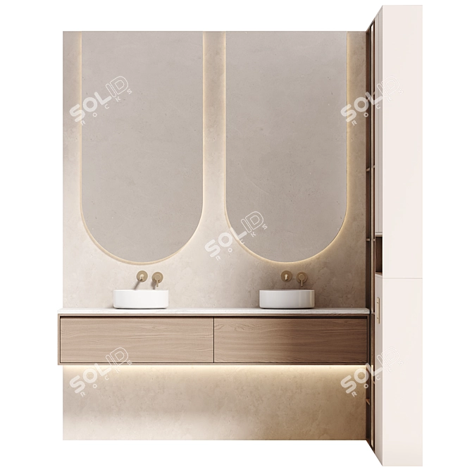 Corner Bathroom Furniture Set 07 3D model image 3