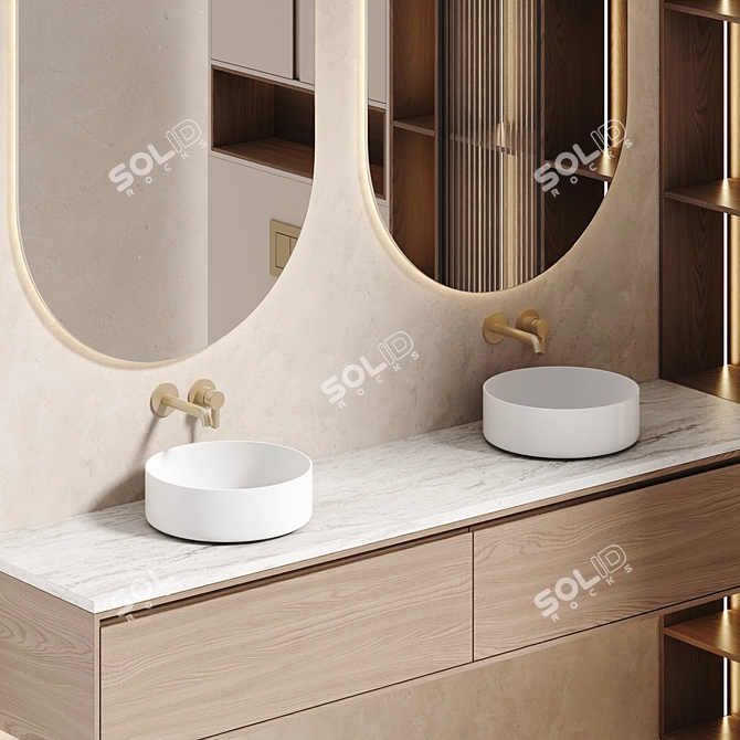 Corner Bathroom Furniture Set 07 3D model image 4