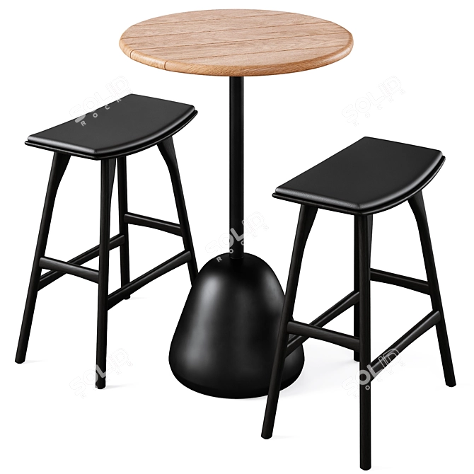 Elegant Bar Table & Stool 3D model image 4