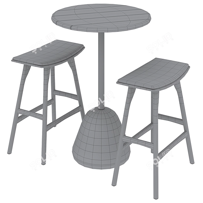 Elegant Bar Table & Stool 3D model image 5