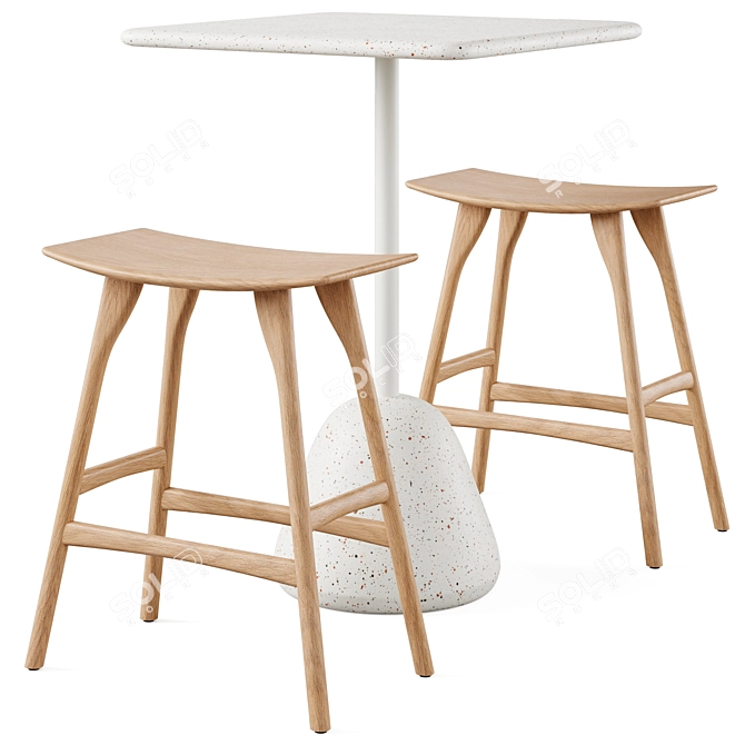 Terrazzo Bar Table & Stool 3D model image 1