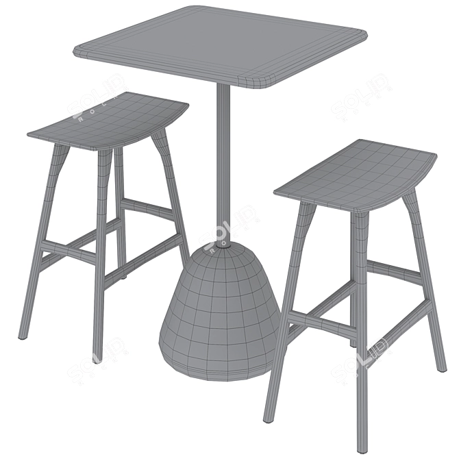 Terrazzo Bar Table & Stool 3D model image 5