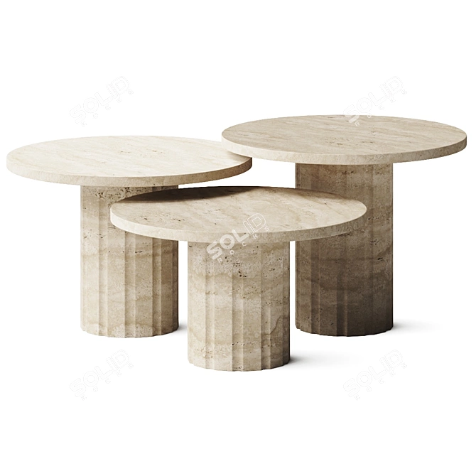 Contemporary Amerigo Coffee Table Set 3D model image 2