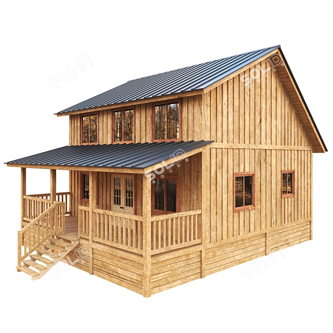 Rustic Forest Cabin Model 3D model image 1