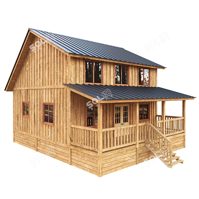 Rustic Forest Cabin Model 3D model image 2