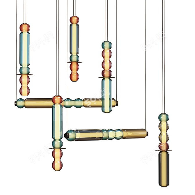 Curiousa Wave Chandelier Collection 3D model image 2