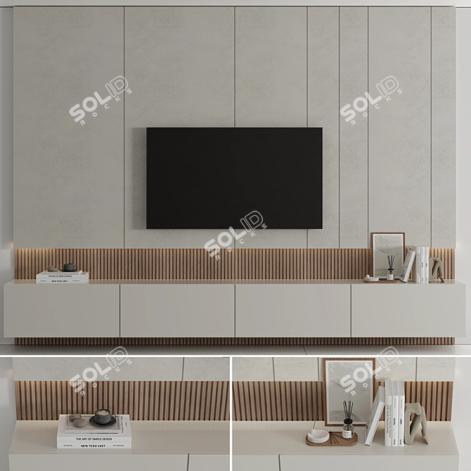 Modern Minimal TV Wall Decor 3D model image 1