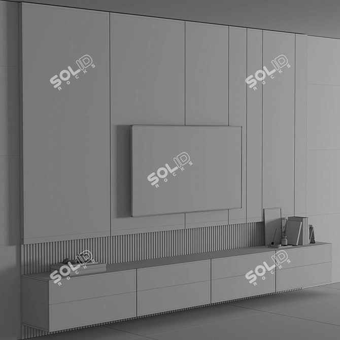 Modern Minimal TV Wall Decor 3D model image 5