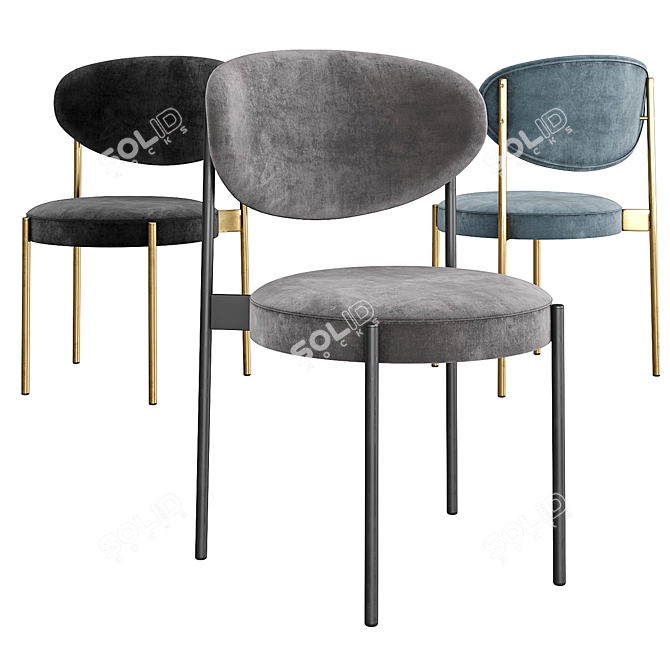 Elegant Velvet Dining Chair 3D model image 5