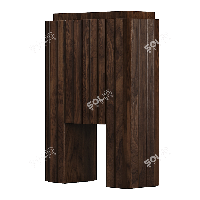 Sculpted Walnut Travertine Cabinet 3D model image 2