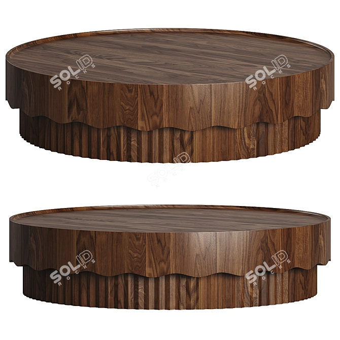 Modern Walnut Travertine Coffee Table 3D model image 1