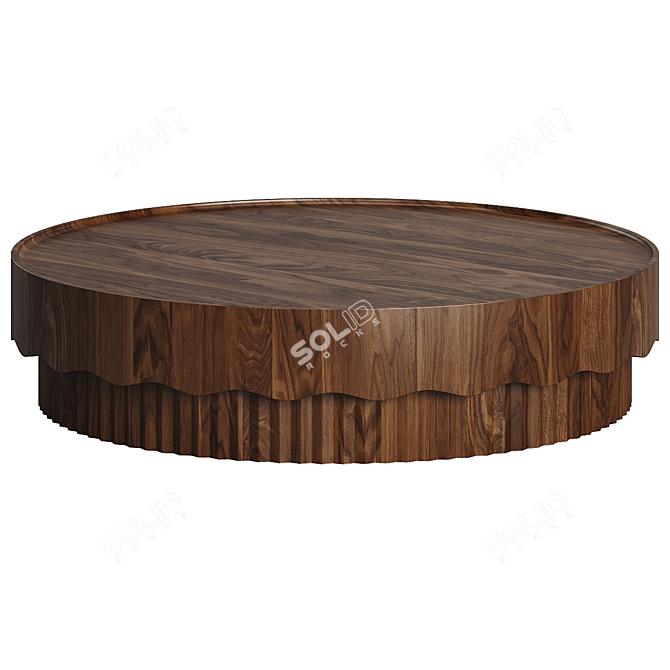 Modern Walnut Travertine Coffee Table 3D model image 2