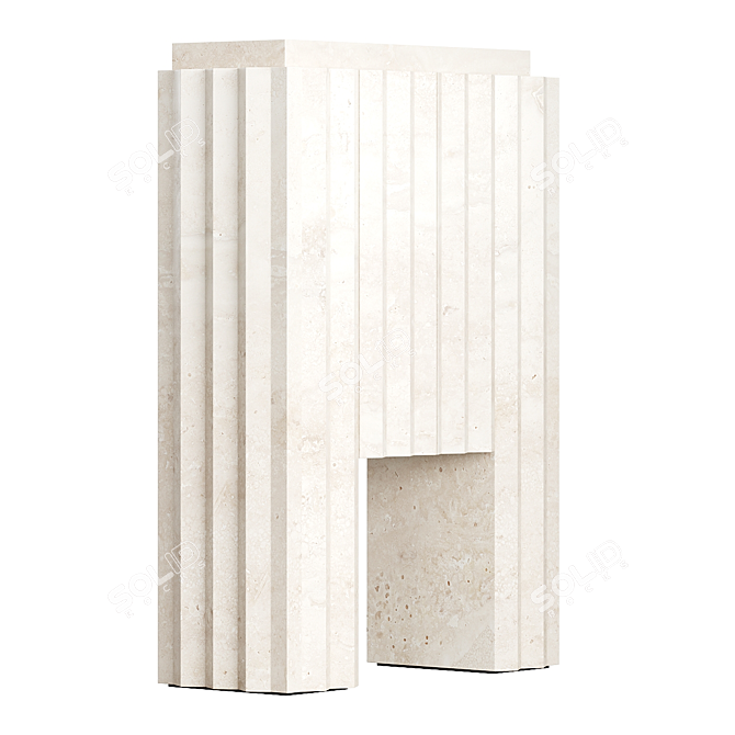 Artisanal Travertine Walnut Cabinet 3D model image 2