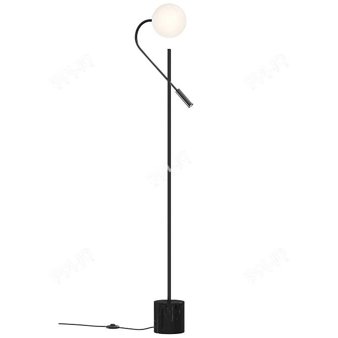 Elegant Black Metal Floor Lamp 3D model image 1