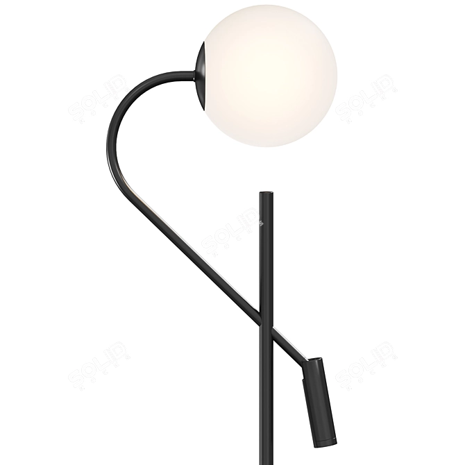 Elegant Black Metal Floor Lamp 3D model image 2