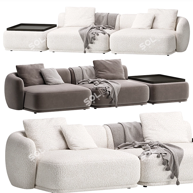 Sleek Modular Sofa Fabro 2 3D model image 1