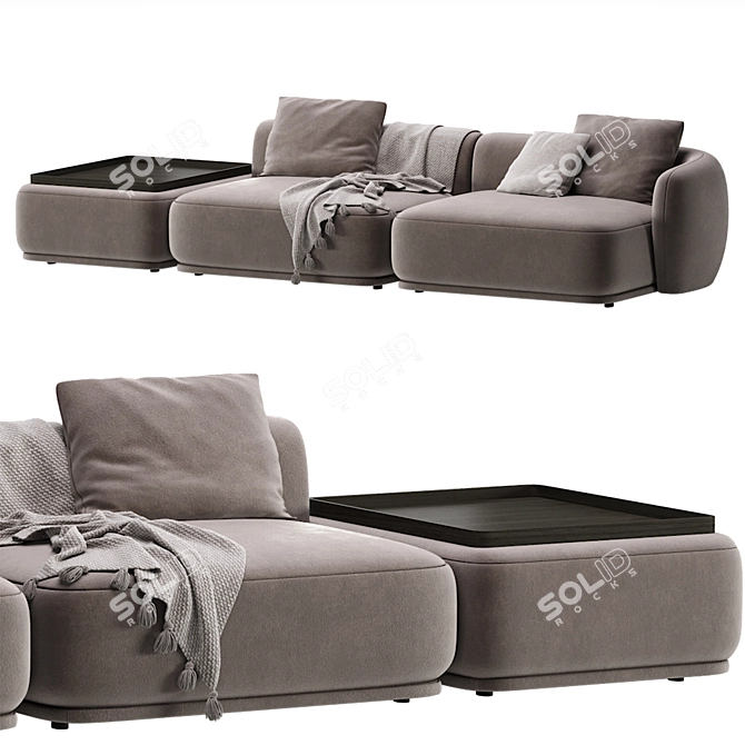 Sleek Modular Sofa Fabro 2 3D model image 3