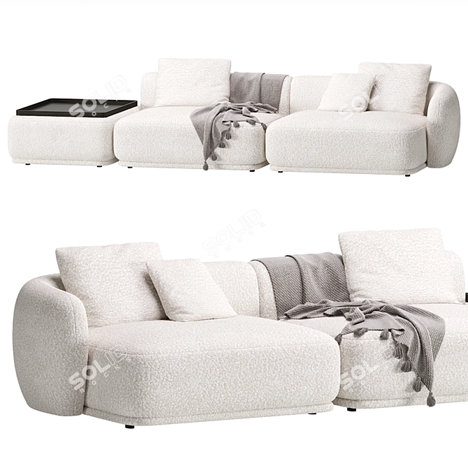 Sleek Modular Sofa Fabro 2 3D model image 4