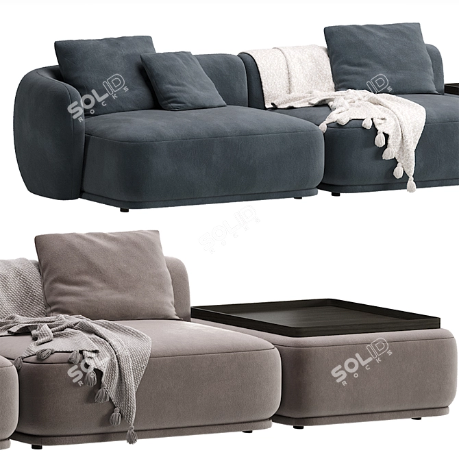 Sleek Modular Sofa Fabro 2 3D model image 6