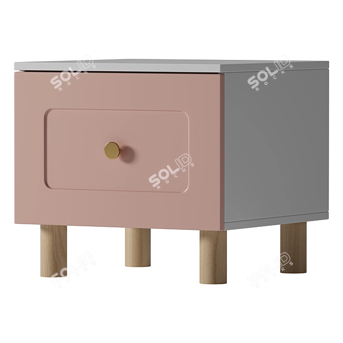 Elegant Bedside Veldi 1 Cabinet 3D model image 1