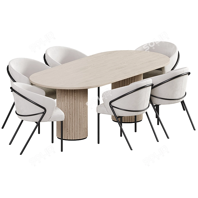 Scandi Round Dining Set 3D model image 4