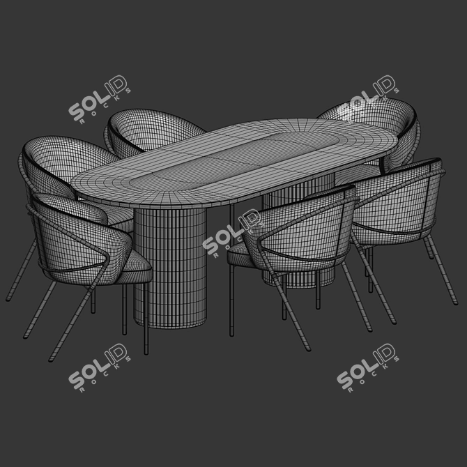 Scandi Round Dining Set 3D model image 7