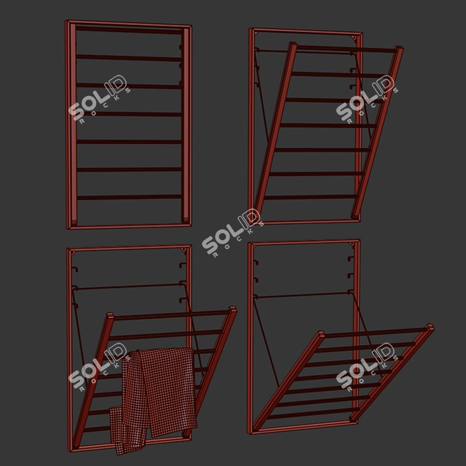 Pottery Barn Wall-Mount Drying Rack 3D model image 6