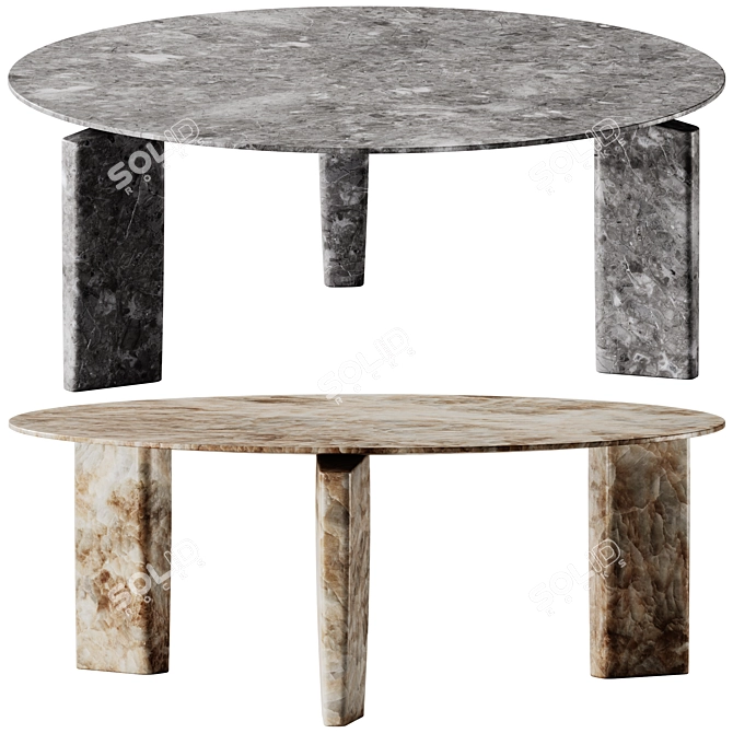 Exteta Giotto Marble Garden Table 3D model image 2