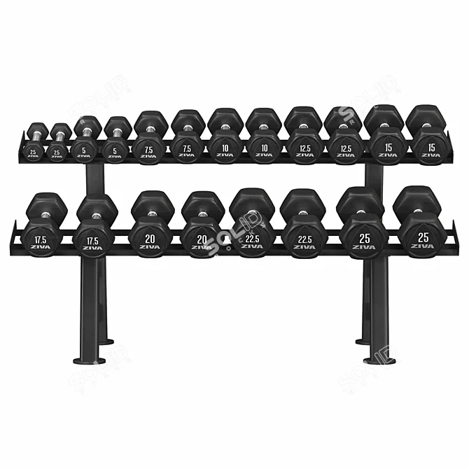 Hex Dumbbell Rack Storage Organizer 3D model image 2