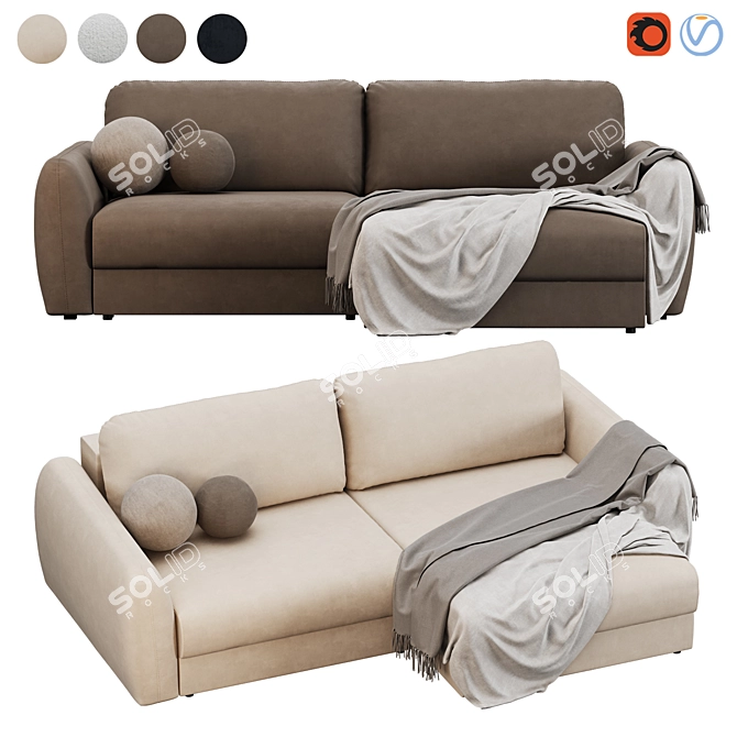 Biani Corner Sofa Set, Versatile Materials 3D model image 1