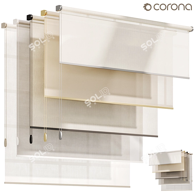 Modern Roller Blinds Curtain Set 3D model image 1