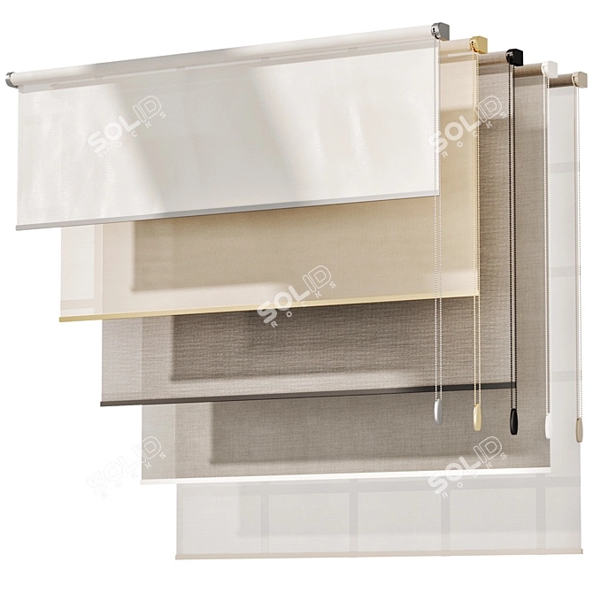 Modern Roller Blinds Curtain Set 3D model image 3