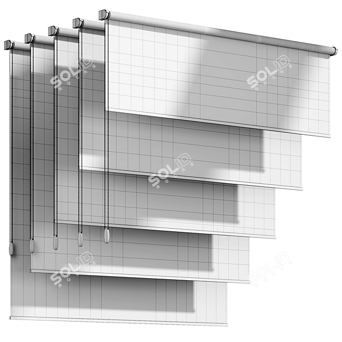 Modern Roller Blinds Curtain Set 3D model image 7