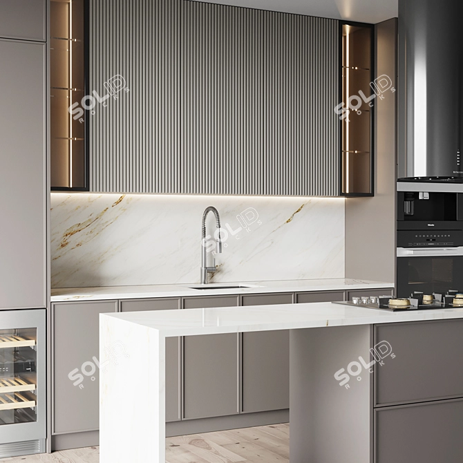 Modern Kitchen Interior Set 3D 3D model image 4