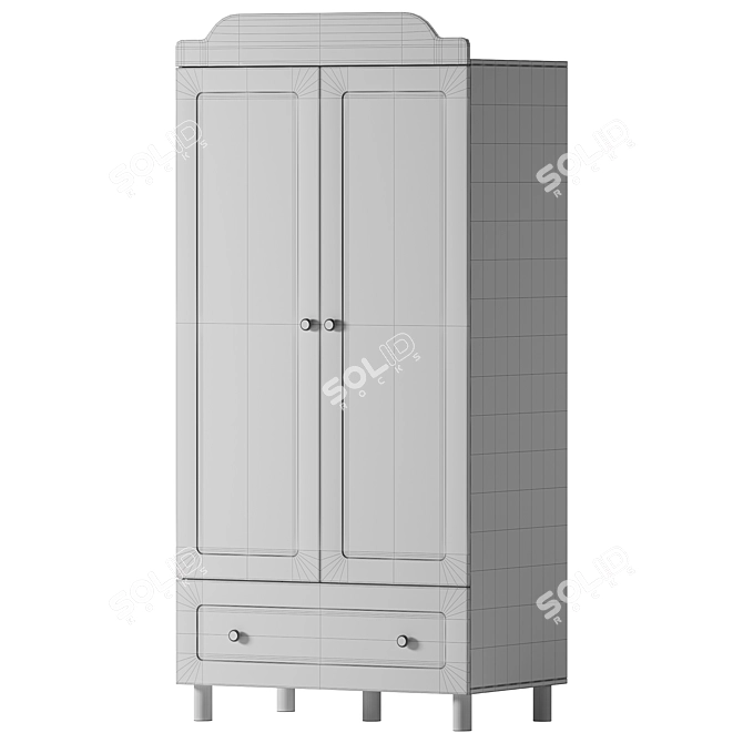 Classic White Wardrobe Veldi 2 3D model image 2