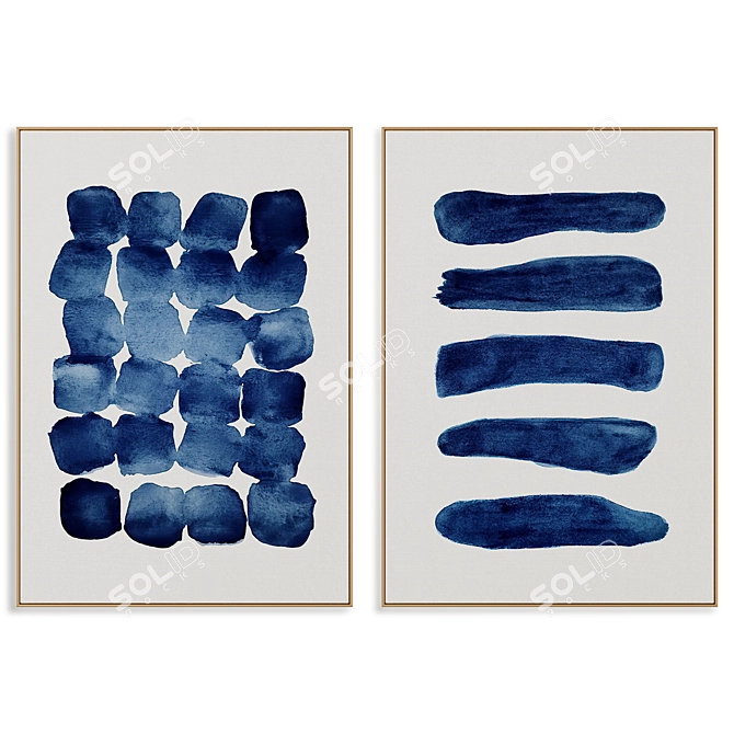 Modern Abstract Painting Frame Set 3D model image 1