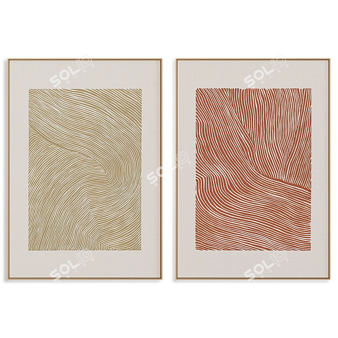 Abstract Frame Set 0175 - Wood & Metal Frame, 3D Texture 3D model image 1